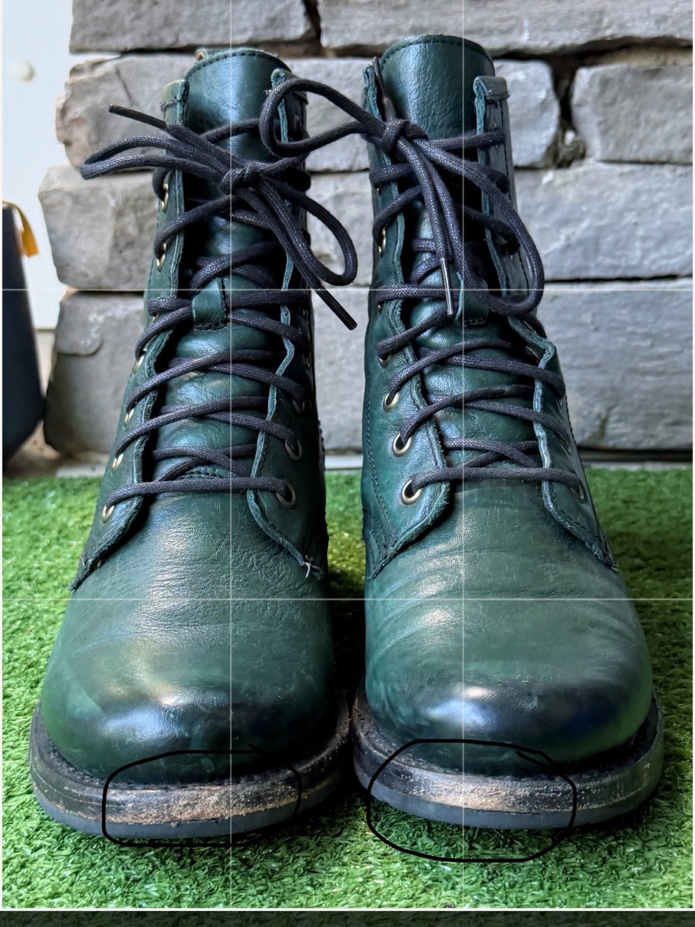Frye Veronica Combat Distinctive Green Leather Women’s Boots - Picture 11 of 11